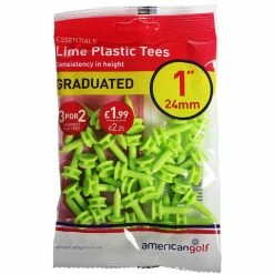Null Americangolf American Golf Mens Lime AG Essentials Graduated 24mm Plastic Tees