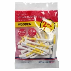Null American Golf Yellow Ag Essentials Pack Of 20 Wooden Tees