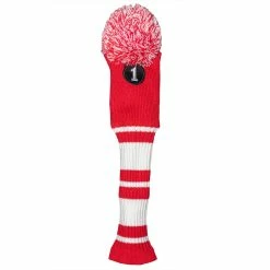Null Fazer Red And White Pom Knitted Golf Driver Head Cover