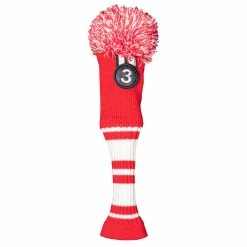 Null Fazer Red And White Pompom Knit Golf Fairway Head Cover