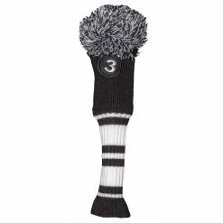 Null Fazer Black And White Pom Pom Knitted Golf Fairway Head Cover