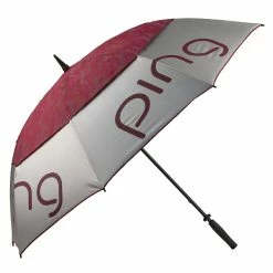 Null Ping Silver And Dark Red Umbrella