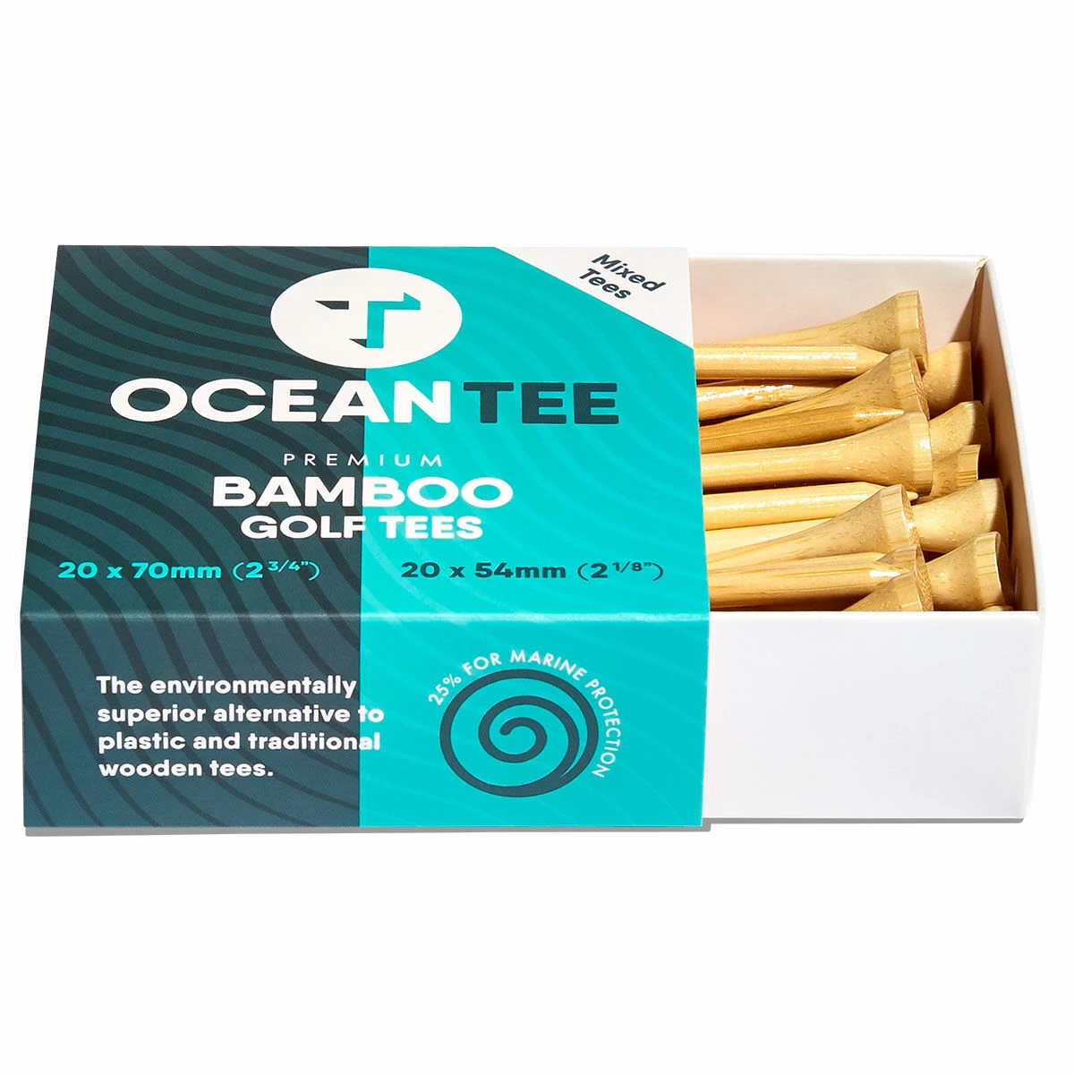 Null Ocean Tee Brown 54mm & 70mm Pack Of 40 Bamboo Tees 3 Null Ocean Tee Brown 54mm & 70mm Pack Of 40 Bamboo Tees