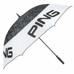 Null PING Black And White Long Lasting Rain Stripe Print Tour Double Canopy Golf Umbrella